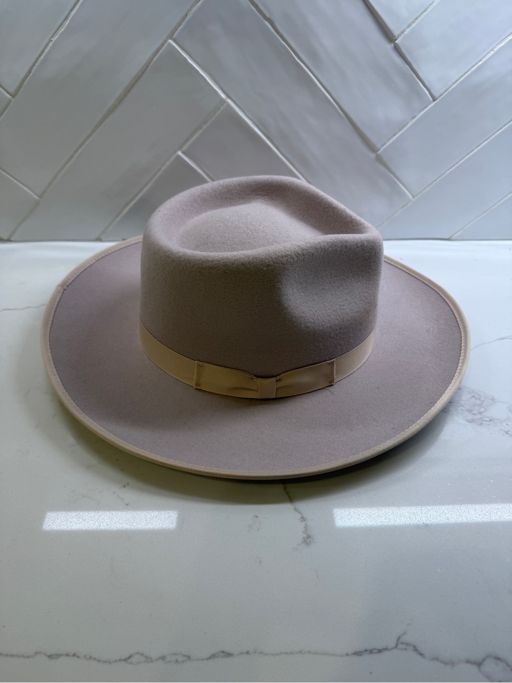 Gigi Pip Women’s Monroe Rancher Wool Fedora Hat Taupe Size 59 M/L
